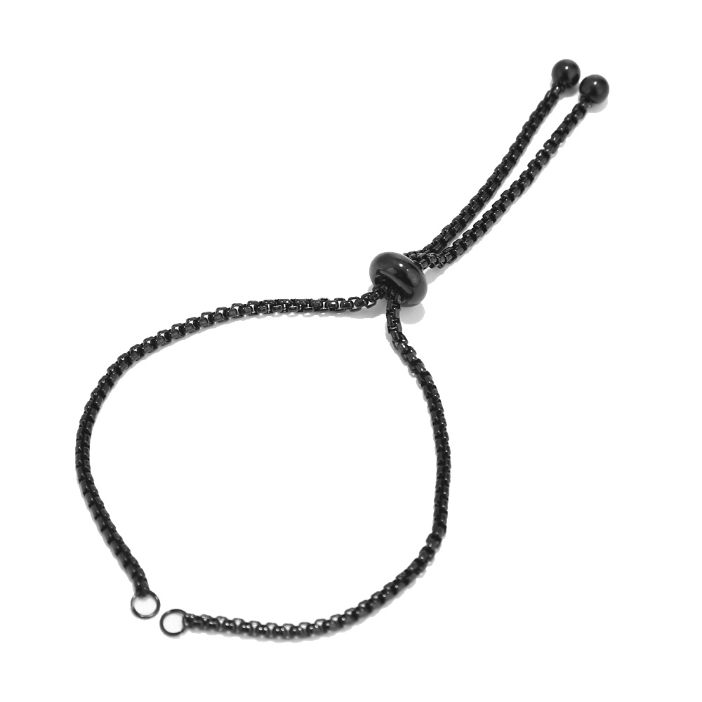 Ethnic Fashion Jewellery - 10PCS ขายส่งสแตนเลสสตีลสีดํา/ทอง/Rose Gold สไลด์สร้อยข้อมือปรับโซ่ Boho สร้อยข้อมือลูกปัดยาง