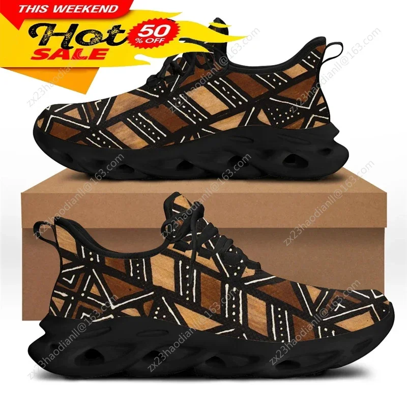 New Ethnic Fashion - รองเท้าผ้าใบลายชนเผ่าแอฟริกันสำหรับผู้ชาย รองเท้าวิ่งแฟชั่นใหม่สำหรับผู้ชาย ควบคุมการเคลื่อนไหวได้ดี รองเท้าแบบผูกเชือก
