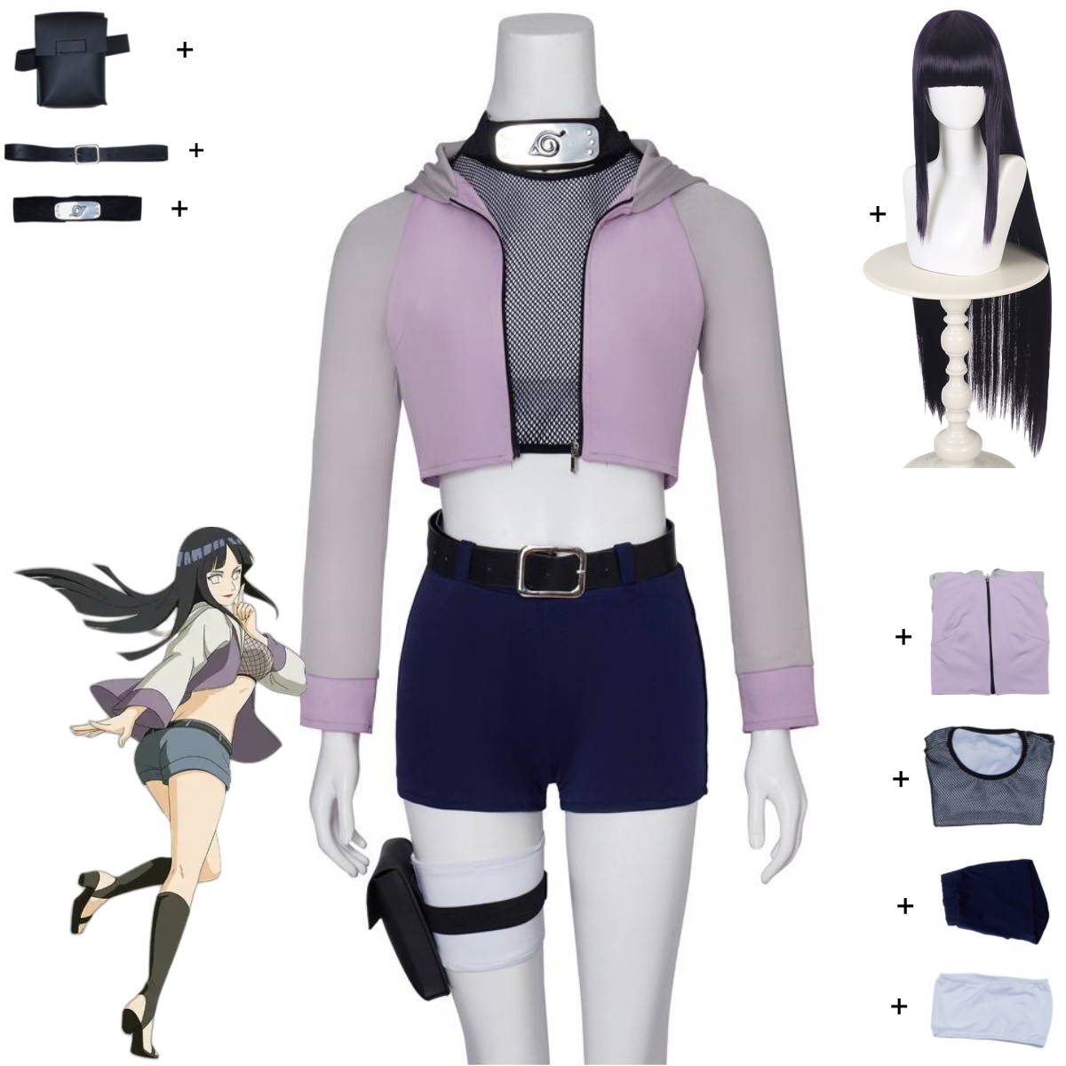 Ethnic Outfit - อะนิเมะ Hyuga Hinata คอสเพลย์เครื่องแต่งกาย Hyuuga Ichizoku
