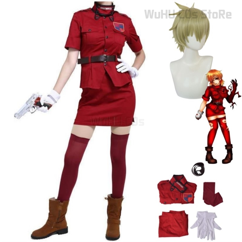 Ethnic Outfit - Hellsing herushingu seras Victoria ชุดตำรวจสีแดงชุดคอสเพลย์ผู้หญิงแวมไพร์ Baju