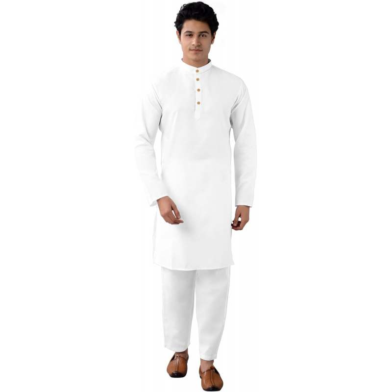 Kurta Men Cotton - ชุดกางเกงคุर्ตาผ้าฝ้ายสำหรับผู้ชาย ชุดโยคะลำลองสไตล์อินเดีย (MK101)
