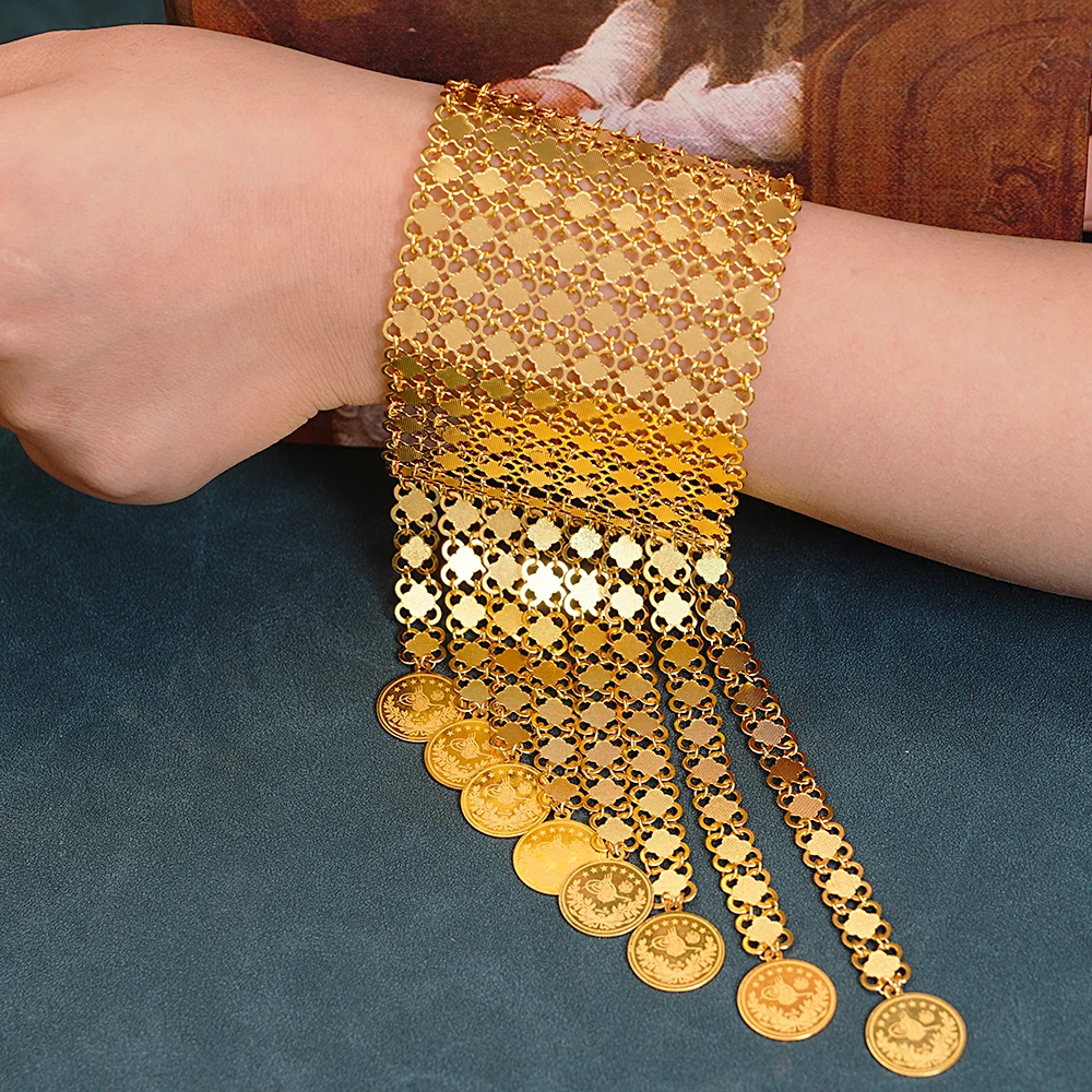 Ethnic Luxe Fashion - ใหม่กำไลข้อมือเหรียญชุบทองแบบตุรกีกำไลข้อมือเบิร์ดอลสไตล์อาหรับของขวัญสำหรับผู้หญิง Bijoux de Luxe Femme