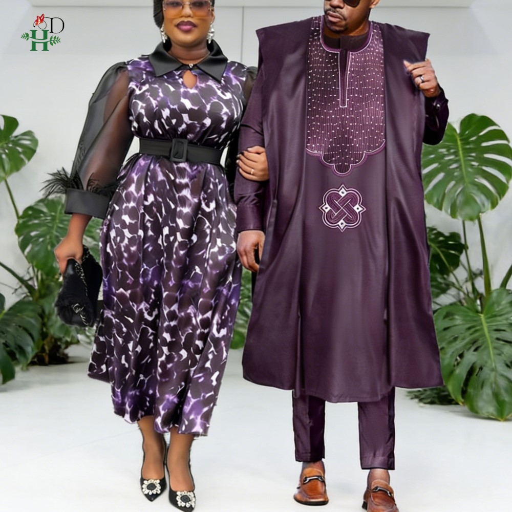 Boubou Men Africa - ชุดคู่รักแอฟริกันปี 2026 สำหรับผู้หญิง ชุดราตรีงานแต่งงาน ไซส์ใหญ่ ชุดมุสลิมบูบู