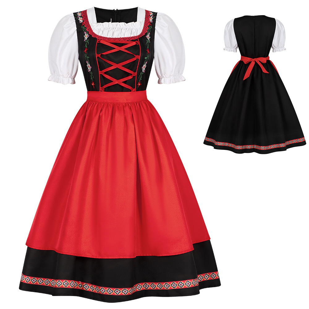 Ethnic Style Dresses - ชุดคอสตูมเทศกาลอ็อกโทเบอร์เฟสต์แบบเยอรมันใหม่ สไตล์ชาติพันธุ์ ชุดฮาโลวีน ชุดสาวเสิร์ฟเบียร์ ชุดยูนิฟอร์มทำงาน