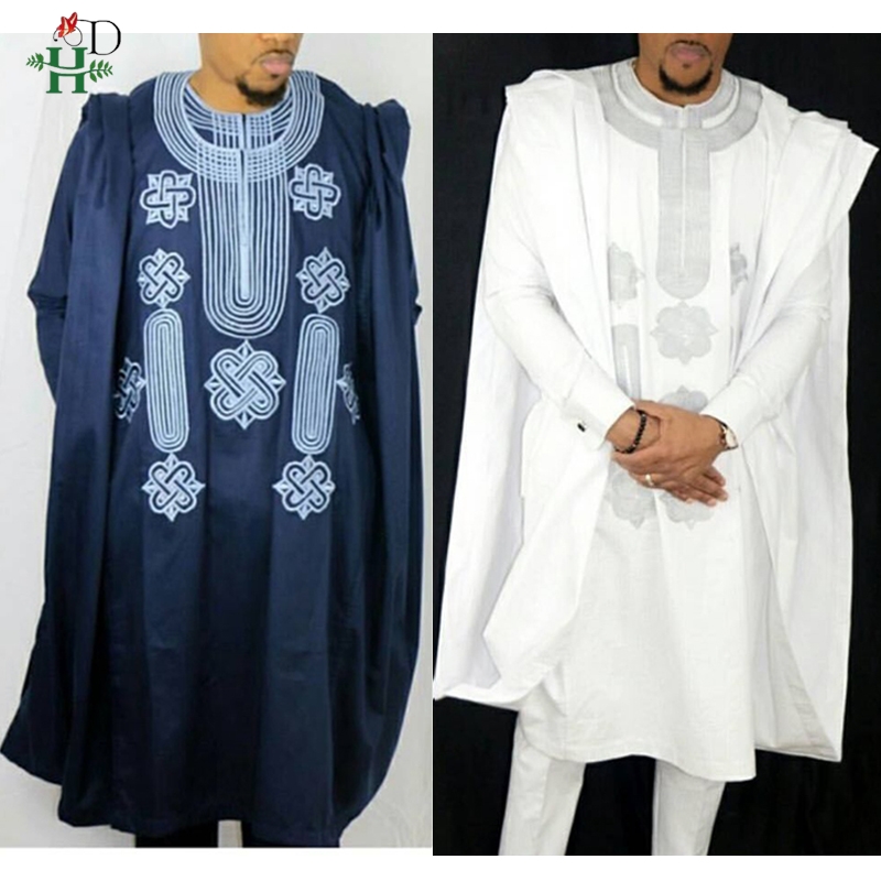 Boubou Men Africa - H & D แอฟริกันสําหรับชาย Robe เสื้อกางเกงชุดเสื้อแขนยาวเย็บปักถักร้อย