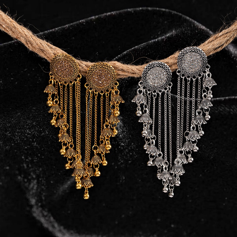 Ethnic Luxe Fashion - ต่างหูสไตล์โบฮีเมียน หรูหรา สง่างาม ต่างหูแบบห้อยสำหรับผู้หญิง ต่างหูวินเทจ แรงบันดาลใจจากดอกทานตะวัน