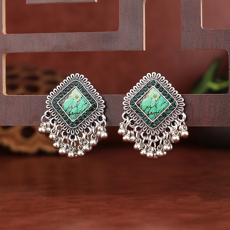 Vintage Silver สีสแควร์ Drop ต - Ethnic Indian Fashion บทวิจารณ์และราคา