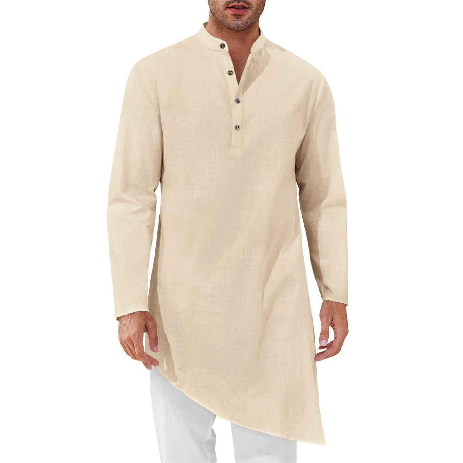 เสื้อเชิ้ตยาวสไตล์มินิมอล เสื้ - Kurta Men Cotton บทวิจารณ์และราคา