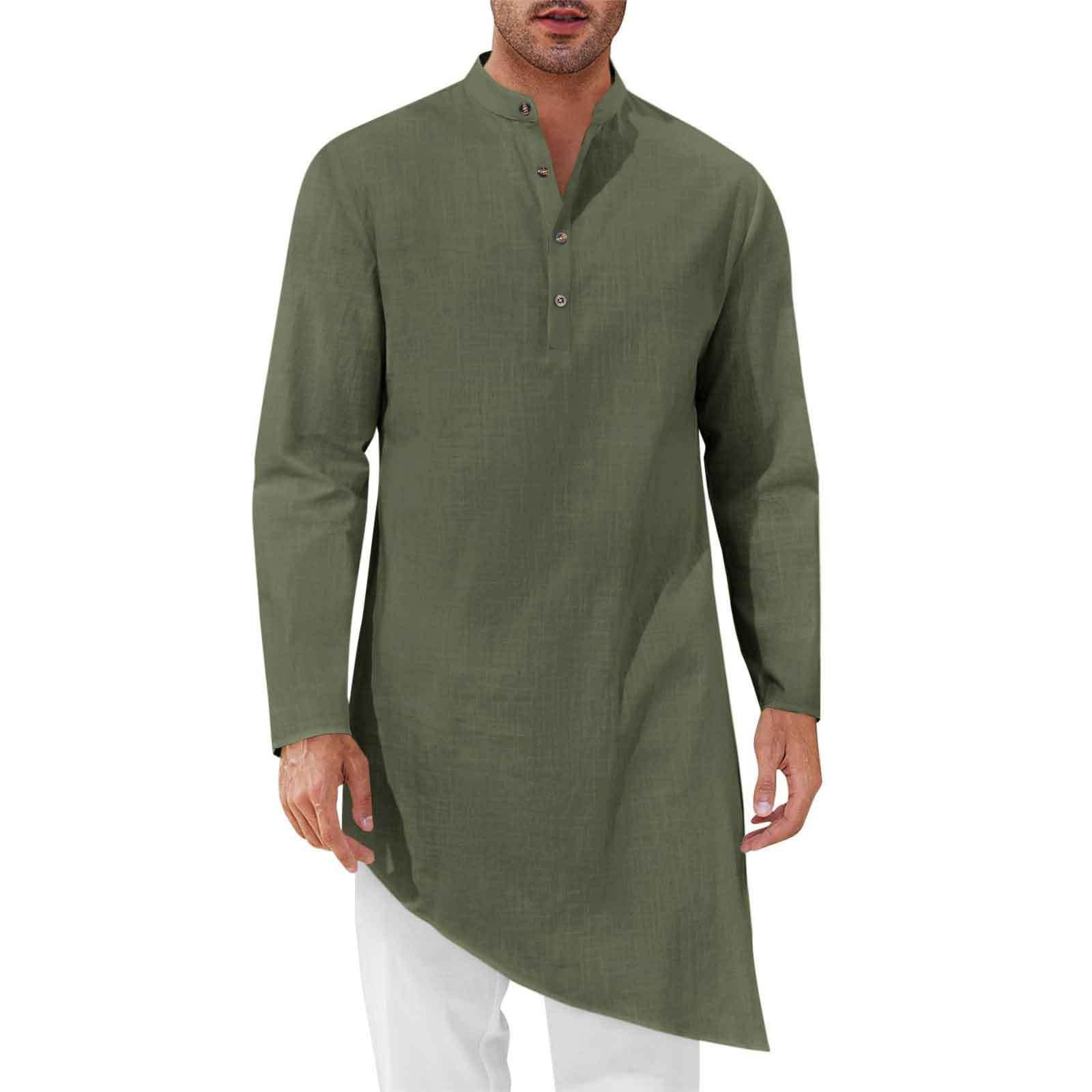 เสื้อเชิ้ตยาวสไตล์มินิมอล เสื้ - Kurta Men Cotton บทวิจารณ์และราคา