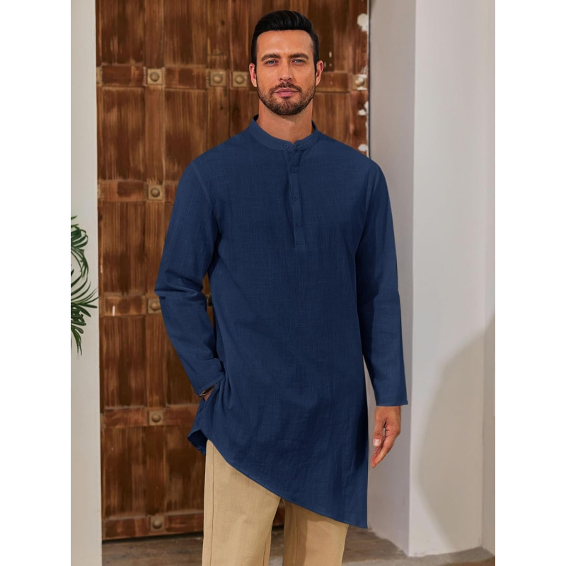 เสื้อคลุมคาฟตันผู้ชาย โทบ ผ้าฝ - Kurta Men Cotton บทวิจารณ์และราคา