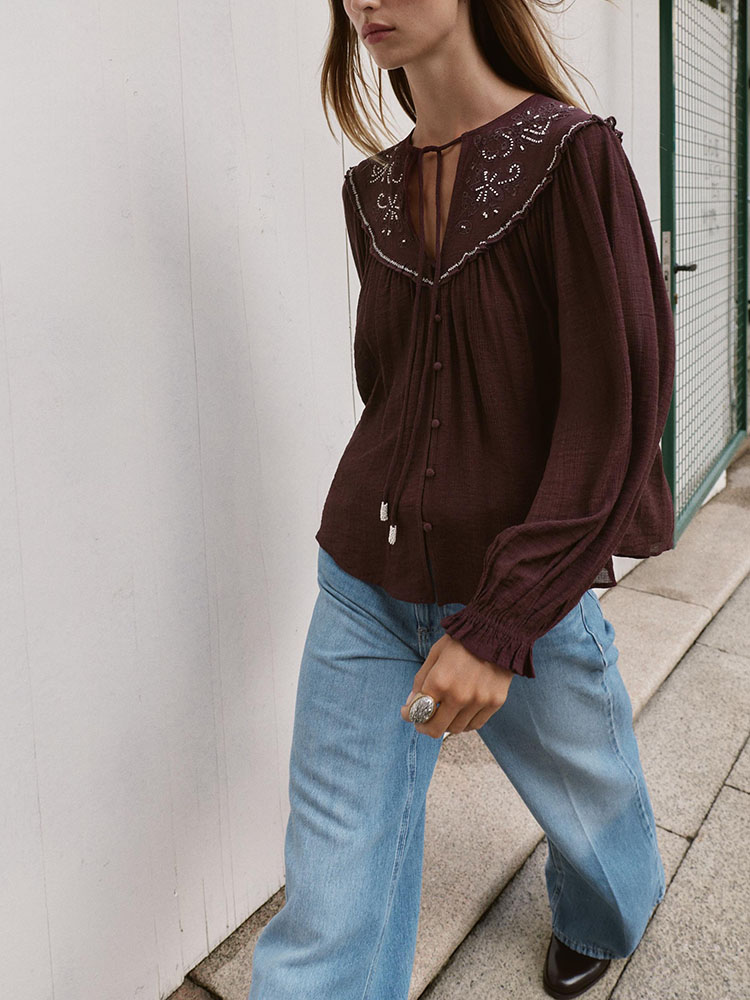 เสื้อเชิ้ตลำลองปักลูกปัดแฟชั่น - New Ethnic Fashion บทวิจารณ์และราคา