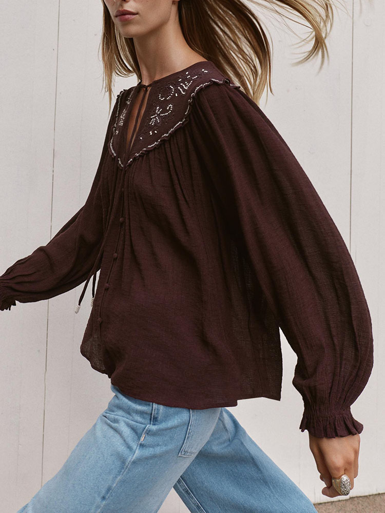 เสื้อเชิ้ตลำลองปักลูกปัดแฟชั่น - New Ethnic Fashion บทวิจารณ์และราคา