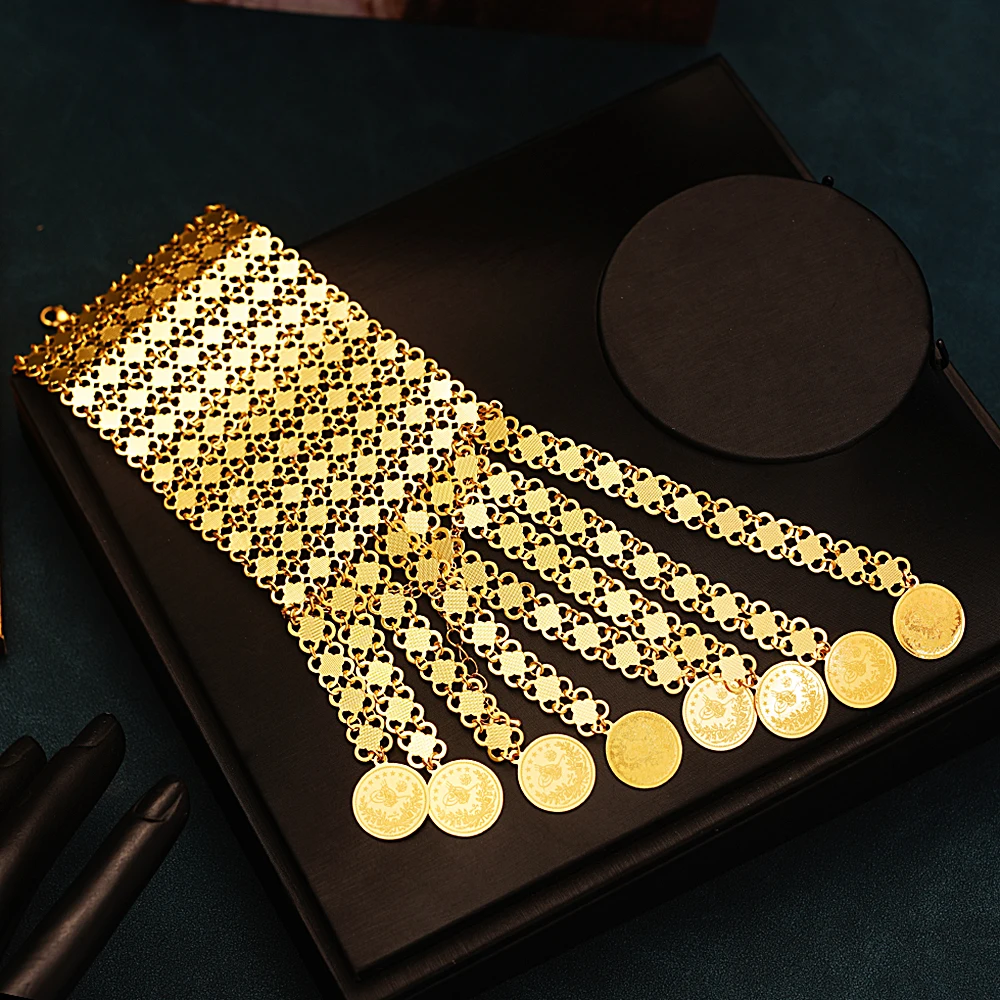 ใหม่กำไลข้อมือเหรียญชุบทองแบบต - Ethnic Luxe Fashion บทวิจารณ์และราคา