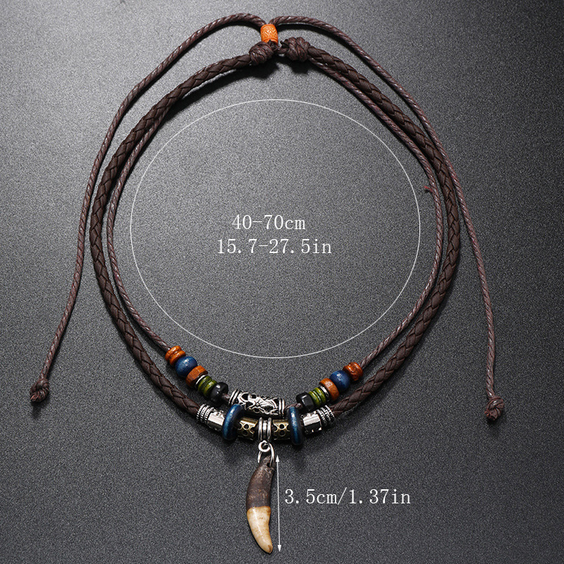 สร้อยคอหนังถักสองชั้นสไตล์วินเ - Ethnic Fashion Pk บทวิจารณ์และราคา