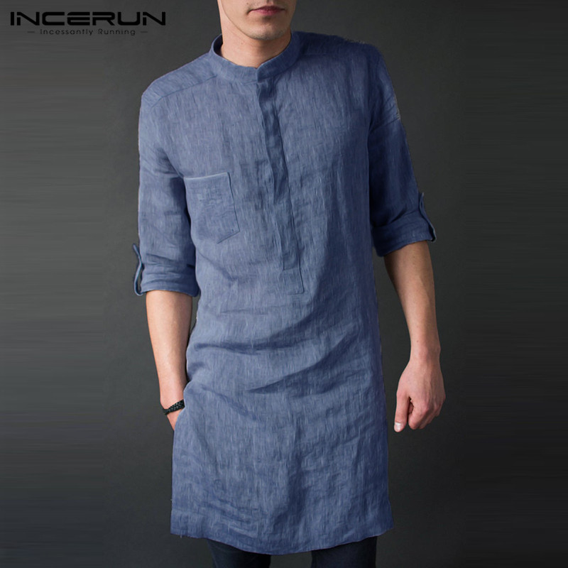 INCERUN เสื้อกันหนาวผู้ชายแขนย - Kurta Men Cotton บทวิจารณ์และราคา