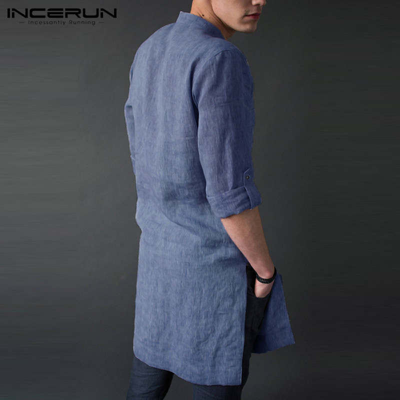INCERUN เสื้อกันหนาวผู้ชายแขนย - Kurta Men Cotton บทวิจารณ์และราคา