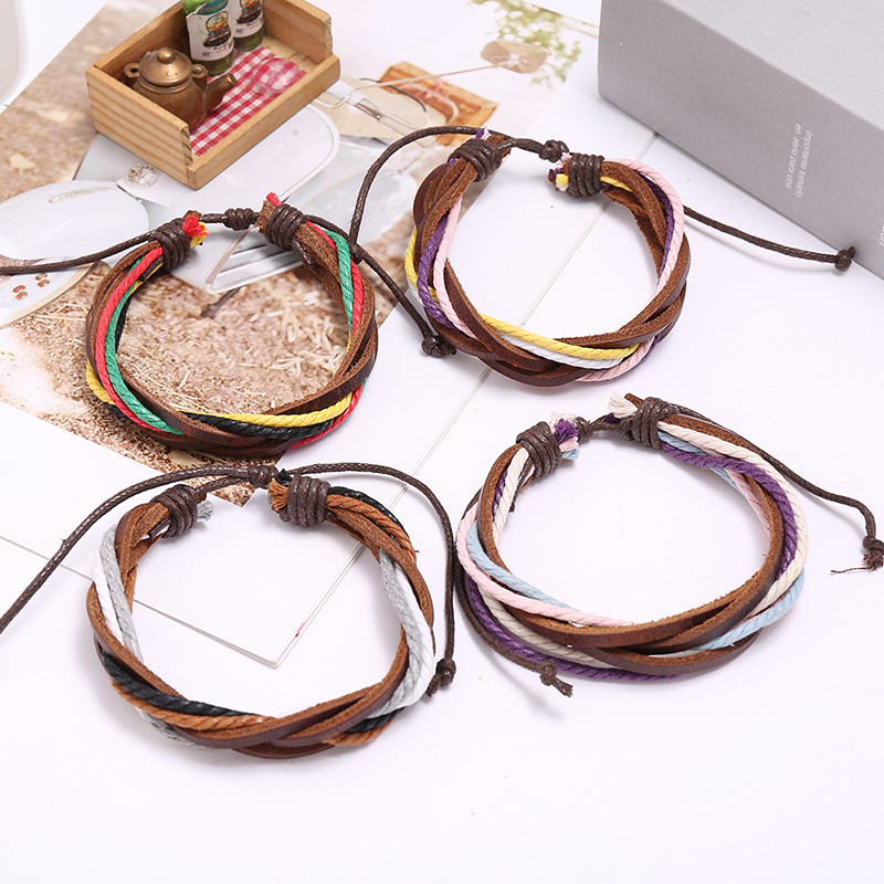 สร้อยข้อมือหนังแท้ถักเชือกทำมื - Ethnic Fashion Pk บทวิจารณ์และราคา