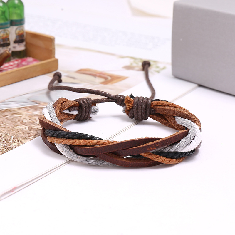 สร้อยข้อมือหนังแท้ถักเชือกทำมื - Ethnic Fashion Pk บทวิจารณ์และราคา