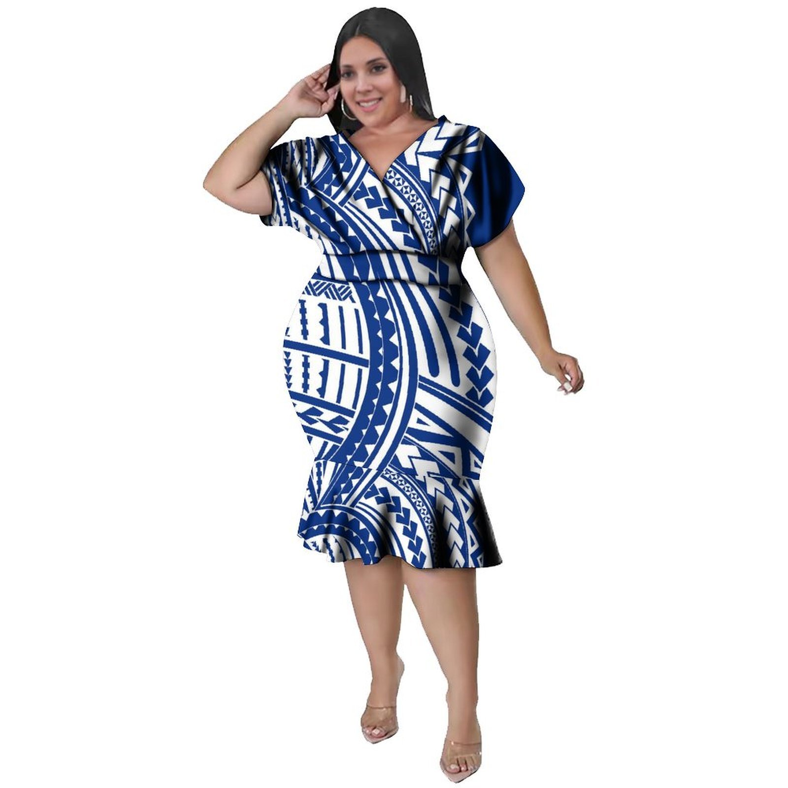 ชุดเดรสคอวีสไตล์โพลีนีเซียนสำห - Ethnic Style Dresses บทวิจารณ์และราคา