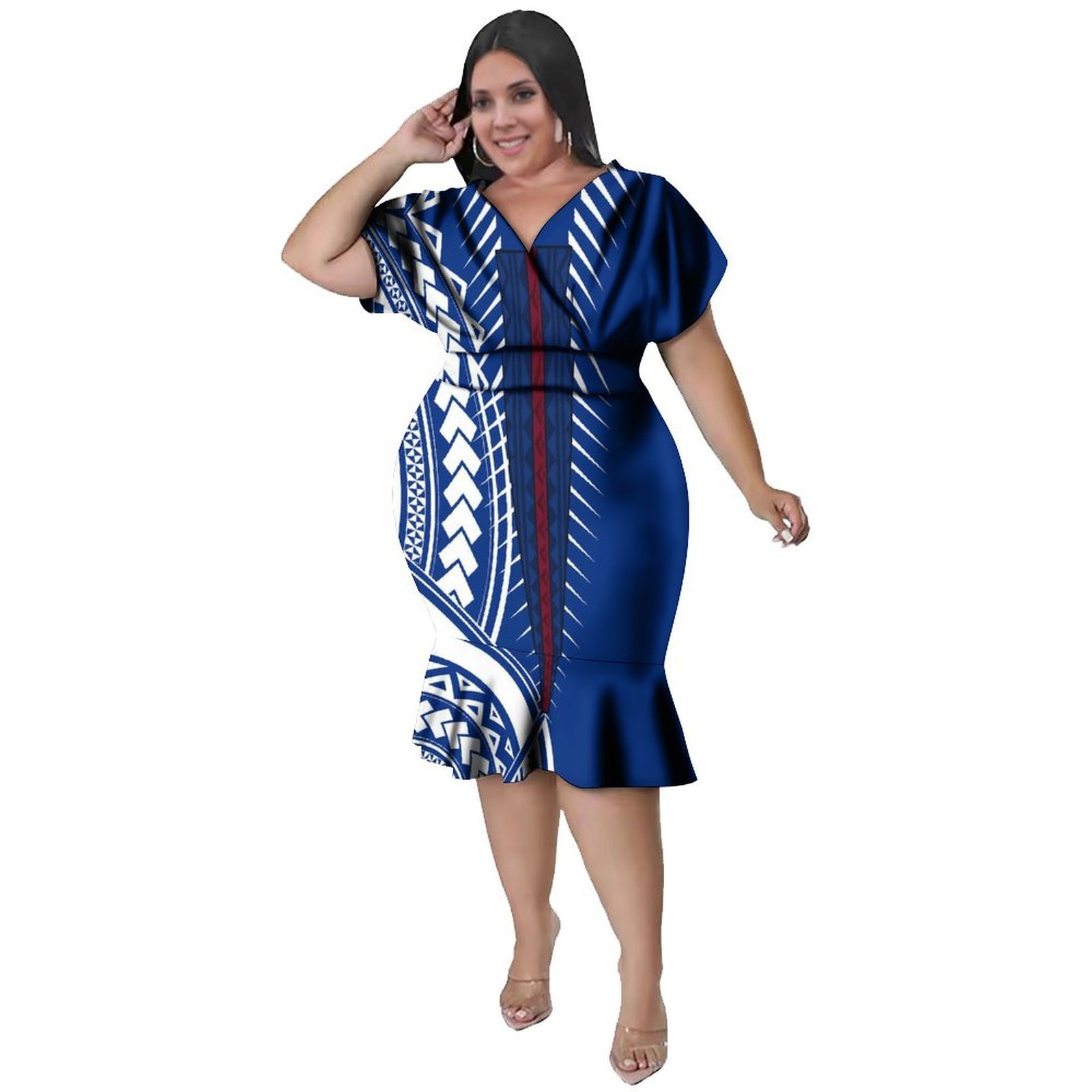 ชุดเดรสคอวีสไตล์โพลีนีเซียนสำห - Ethnic Style Dresses บทวิจารณ์และราคา