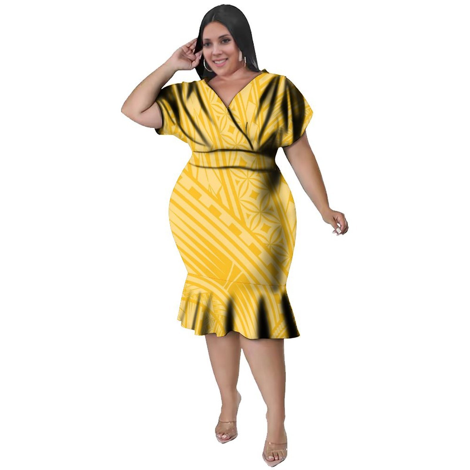 ชุดเดรสคอวีสไตล์โพลีนีเซียนสำห - Ethnic Style Dresses บทวิจารณ์และราคา