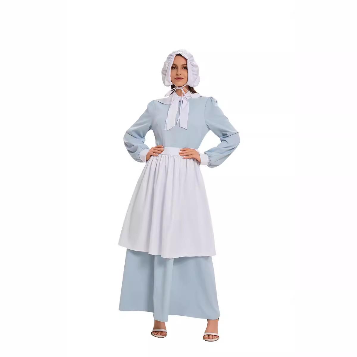 ชุดคอสเพลย์ฮาโลวีนสีฟ้าพร้อมผ้ - Ethnic Style Dresses บทวิจารณ์และราคา