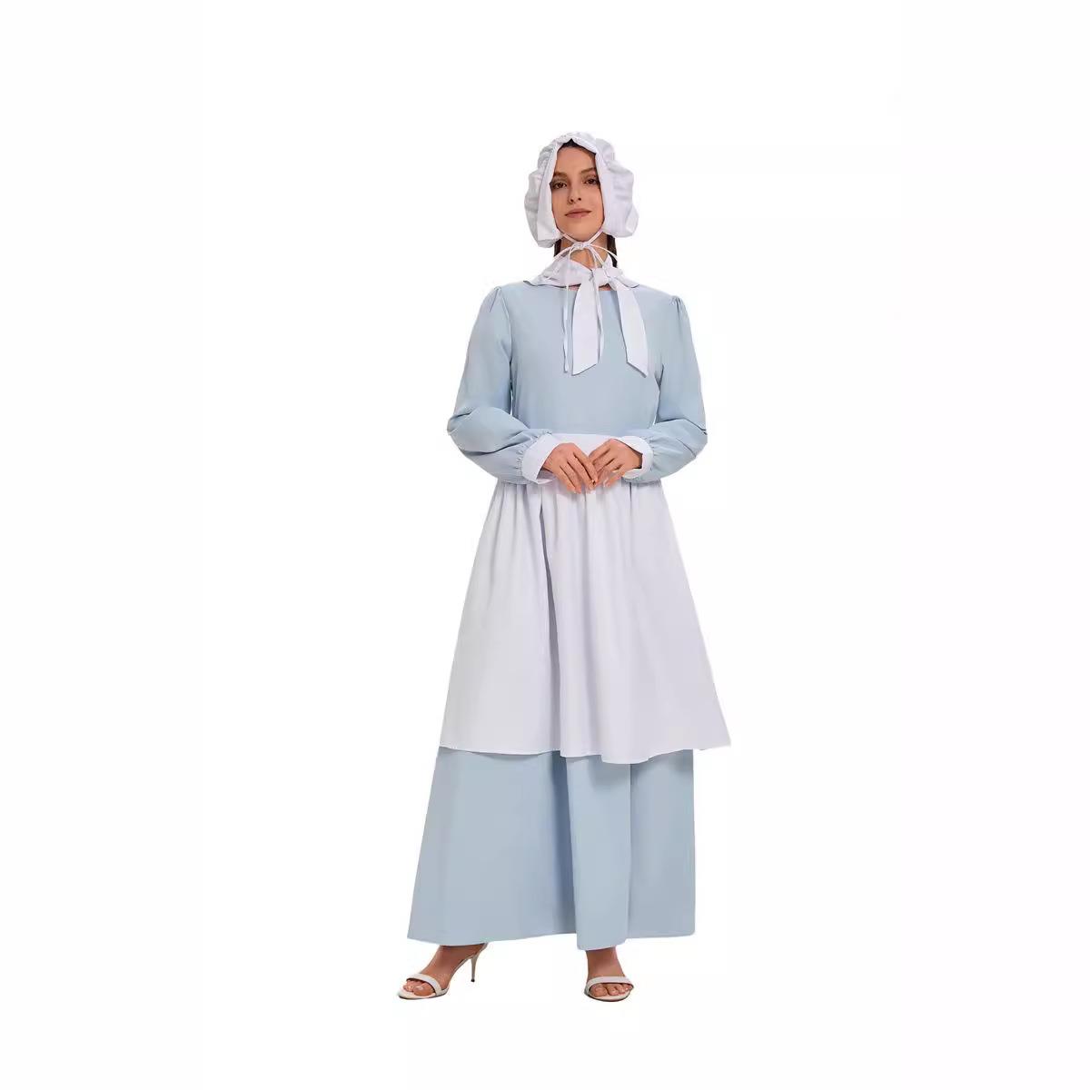 ชุดคอสเพลย์ฮาโลวีนสีฟ้าพร้อมผ้ - Ethnic Style Dresses บทวิจารณ์และราคา