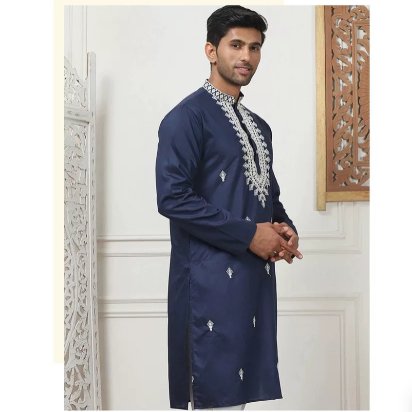 เสื้อโค้ทผู้ชายผ้าไหมปักลายแบบ - Kurta Men Cotton บทวิจารณ์และราคา