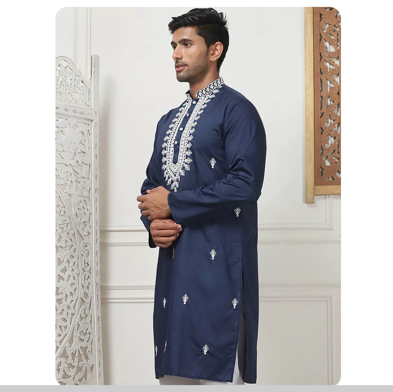 เสื้อโค้ทผู้ชายผ้าไหมปักลายแบบ - Kurta Men Cotton บทวิจารณ์และราคา