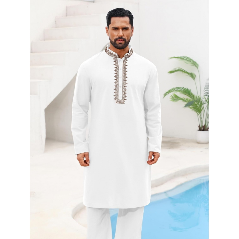 เสื้อคลุมผู้ชายแบบคาฟตัน โทบ ผ - Kurta Men Cotton บทวิจารณ์และราคา