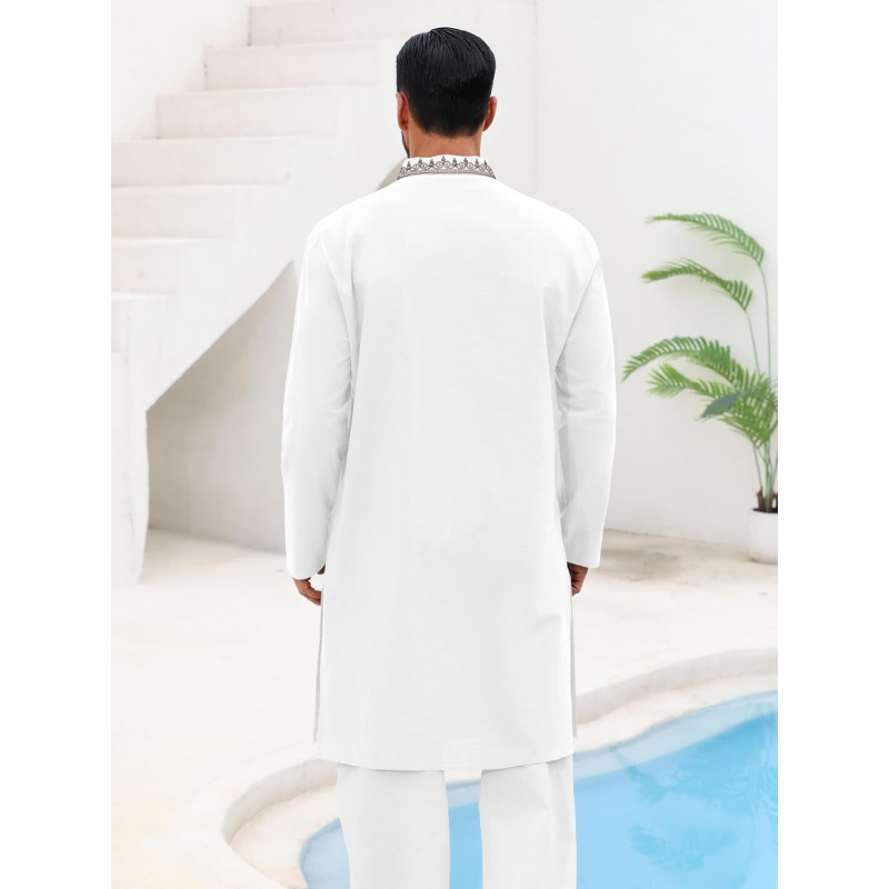 เสื้อคลุมผู้ชายแบบคาฟตัน โทบ ผ - Kurta Men Cotton บทวิจารณ์และราคา