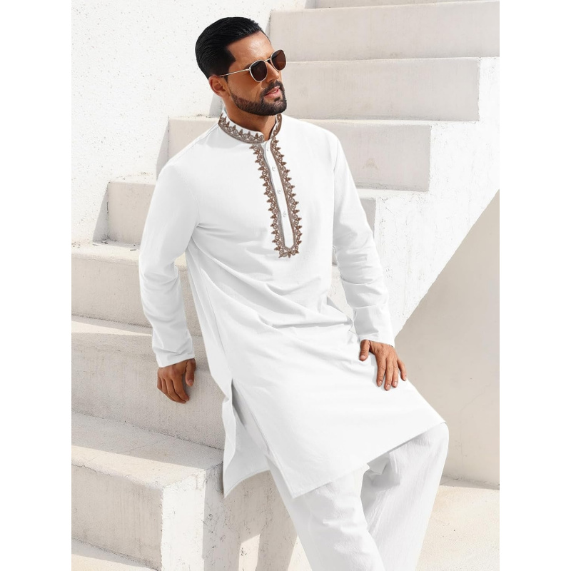 เสื้อคลุมผู้ชายแบบคาฟตัน โทบ ผ - Kurta Men Cotton บทวิจารณ์และราคา