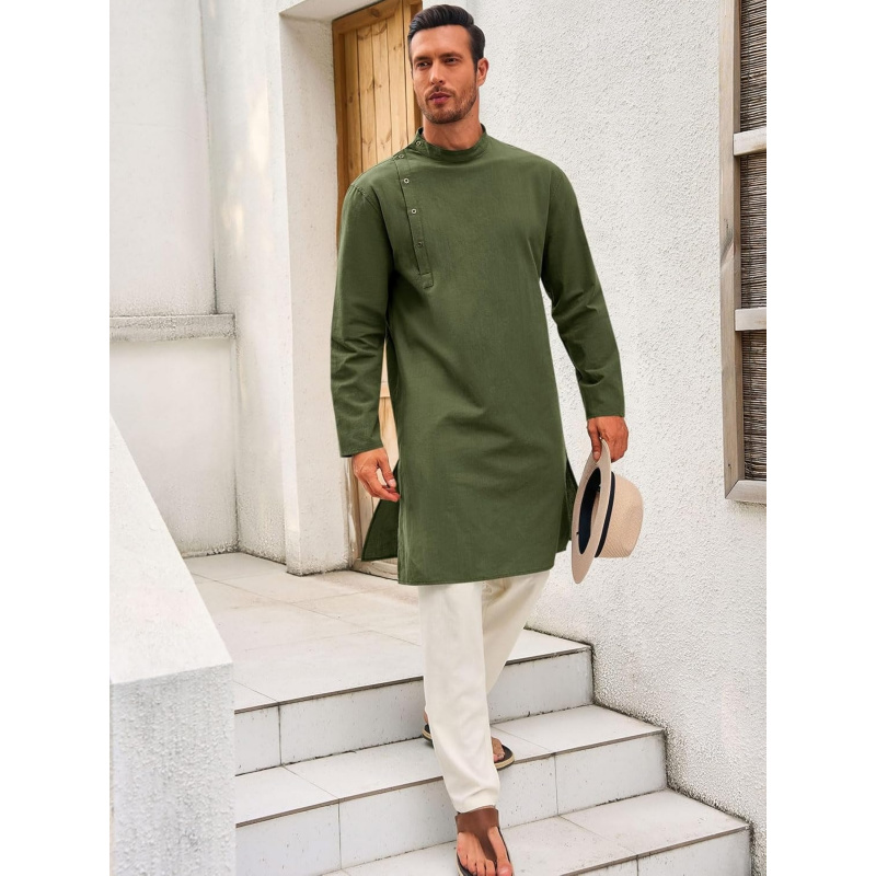 เสื้อคลุมยาวแบบคัฟตันสำหรับผู้ - Kurta Men Cotton บทวิจารณ์และราคา