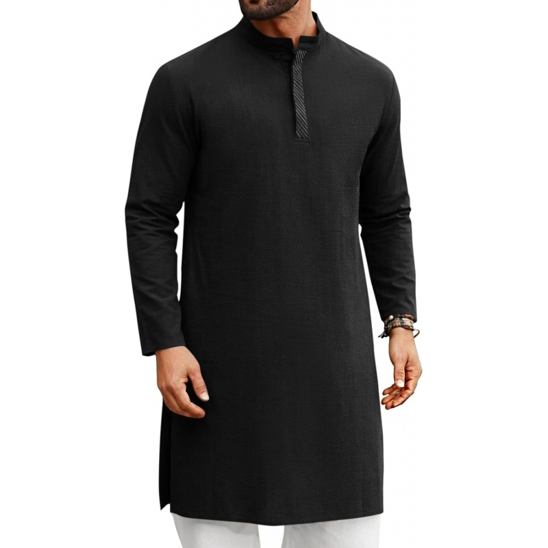 เสื้อคลุมผู้ชายแบบยาว แขนยาว ส - Kurta Men Cotton บทวิจารณ์และราคา