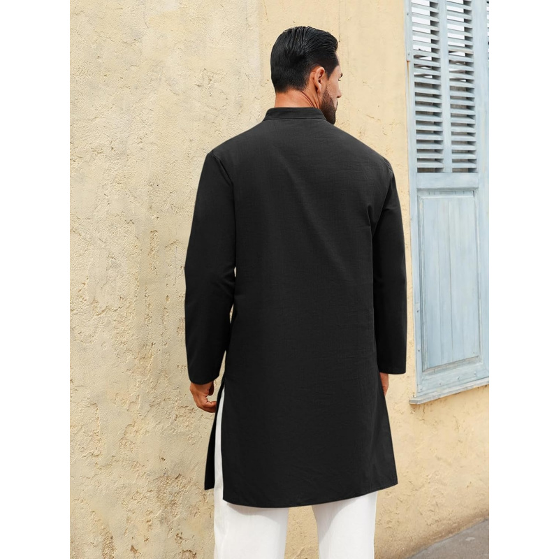 เสื้อคลุมผู้ชายแบบยาว แขนยาว ส - Kurta Men Cotton บทวิจารณ์และราคา