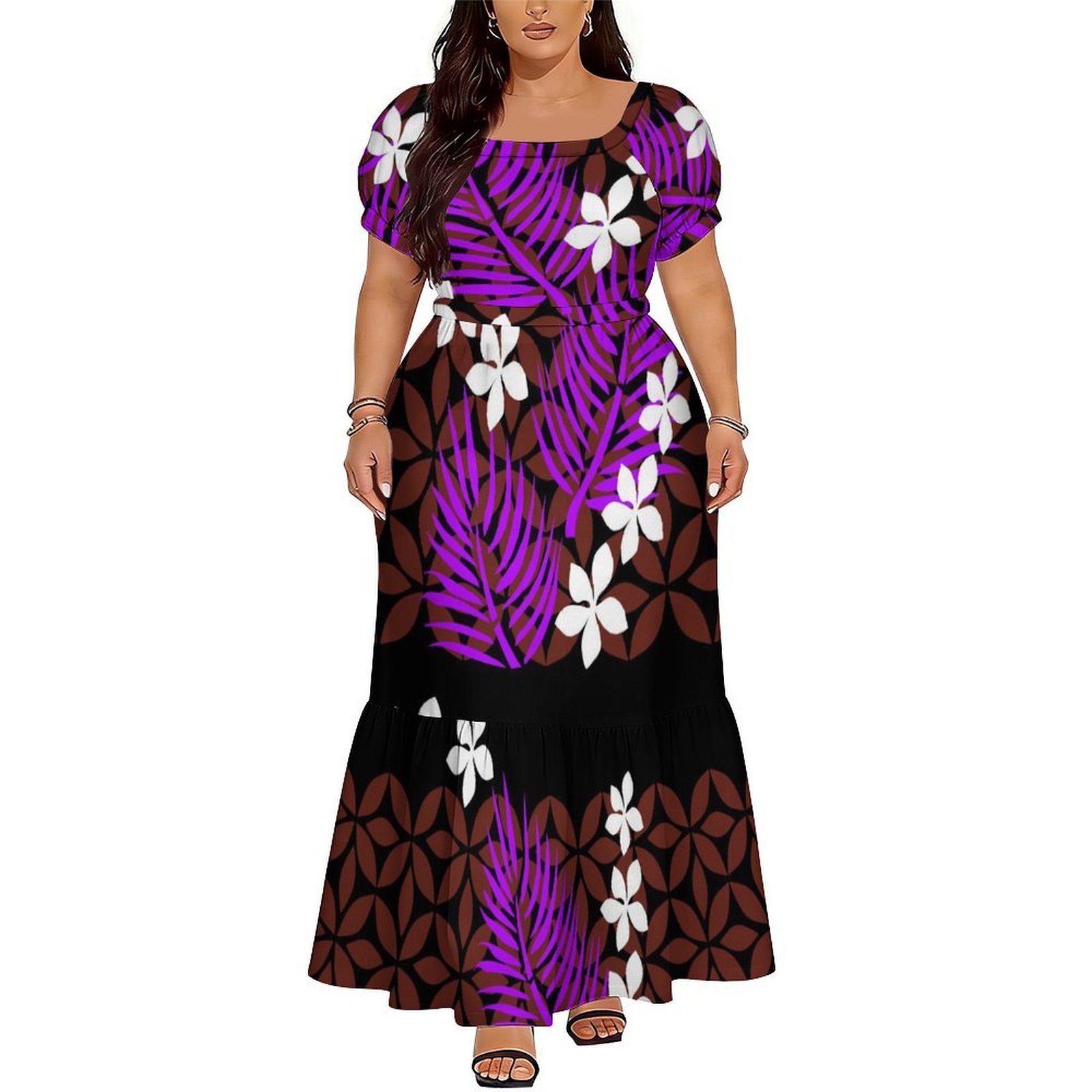 ชุดเดรสแขนสั้นผู้หญิงสไตล์โพลิ - Ethnic Gown บทวิจารณ์และราคา